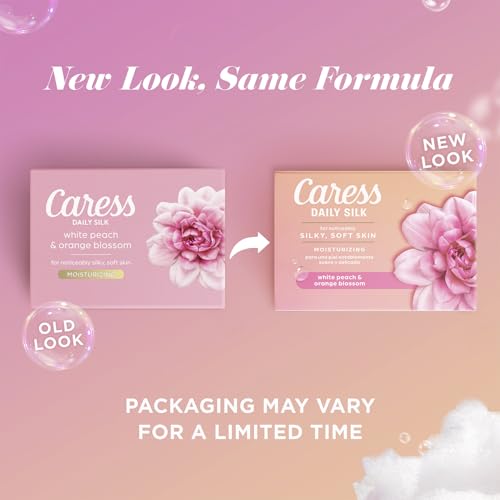 Caress Body Wash 2-Pack + Bar Soap, Daily Silk Bundle ??Bath & Shower Essentials for Silky Soft Skin, White Peach & Orange Blossom