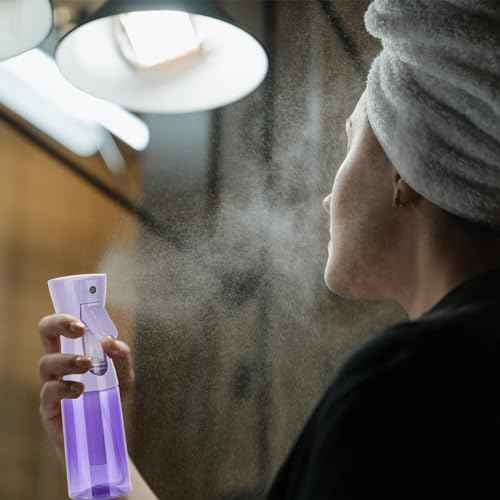 Spray Bottle for Hair (6.8OZ /200ML) Continuous Ultra Fine Mist Sprayer for Hair, Salons, Barber, Plants, Skin Care, Cleaning 1 Pack CLEAR PURPLE