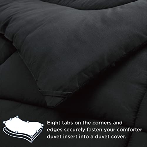 Bedsure Comforter Duvet Insert - Quilted Comforters King Size, All Season Duvet, Down Alternative Bedding Comforter with Corner Tabs(Black,King 90"x102")