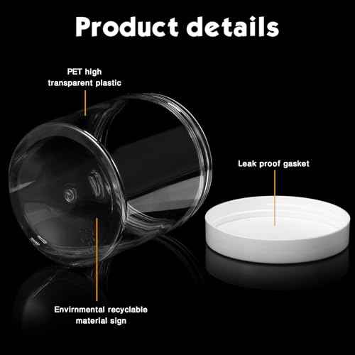 Patelai 4 Pieces Round Wide-mouth Leak Proof Plastic Container Jars with Lids for Travel Storage Makeup Beauty Products Face Creams Oils Salves Ointments DIY Making(16 Ounce,White)