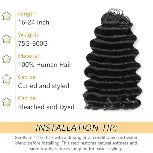Feather Crochet Hair 16 Inch Human Hair Extensions Ocean Wave