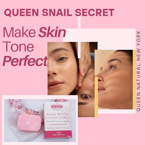 QUEEN SNAIL SECRET | Whip Soap Glutathione Collagen Skin Brightening Soap-Glowing,Radiance Skin, Dark Spots, Rejuvenate, Uneven Skin Tone|NO SLS NO Paraben Cruety Free (2 Bars)