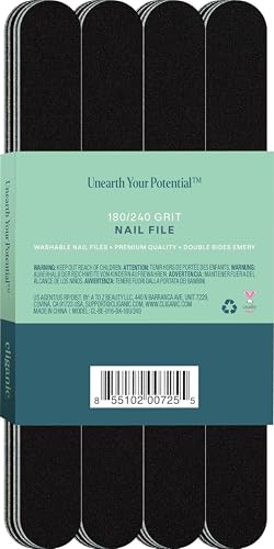 Cliganic 12-Pack Nail File Set 180/240 Grit | Professional