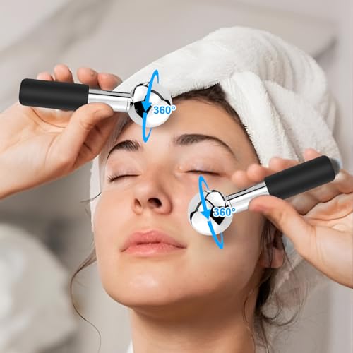 CGBE 360 Rotating Ice Globes For Face, Food-Grade Stainless Steel Facial Globes For Cryo Therapy, Smaller Ice Globes For Facials Reduce Wrinkles & Swelling - Black