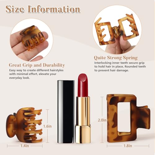 8 Pack Small Hair Clips for Women Girls, Square Claw & Stylish Hair Barrettes