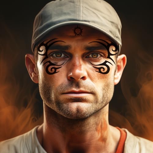 Tribal Face Tattoo Stickers - 10-Pack Temporary Tattoos for Halloween