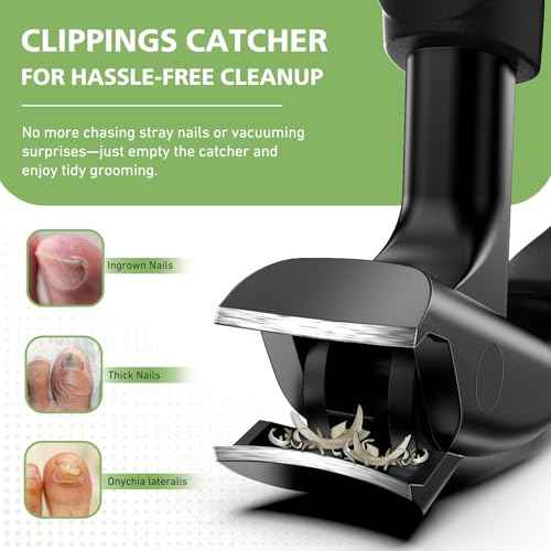BALUCA Curved Head Toenail Clippers for Seniors for Thick Toenails, Long Handle Toe Nail Clippers with Catcher, German Stainless Steel Angled Nail Clippers with Silicone-Grip - Black