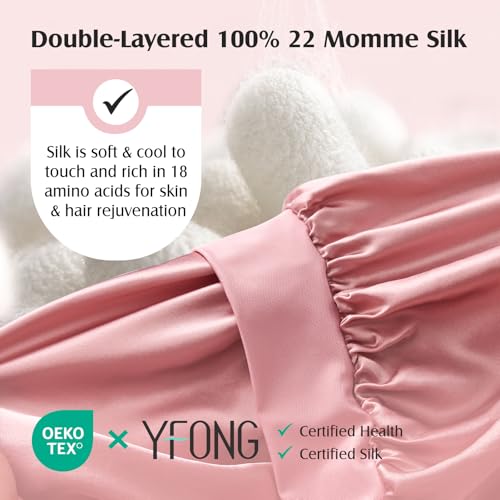 YFONG 22 Momme Mulberry Silk Bonnet for Women - Non-Slip Sleep Cap