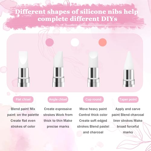 Silicone Nail Art Sculpture Pen Set - Dual Tipped for Precise & Filling - White Pink Orange