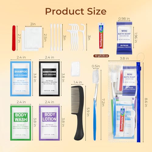 10 Set Personal Hygiene Kit Bulk,12-IN-1 Individually Wrapped Blue Basic Toiletry Supplies Disposable Travel Toothbrushes and Hotel Vanity Set for Homeless,Guests,Charity