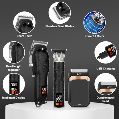 Men's Hair Clipper & Beard Trimmer Set - Professional Cordless Grooming Kit