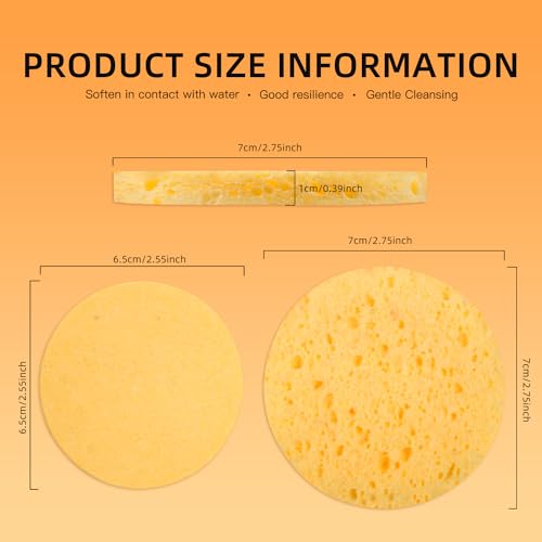 50-Count Compressed Facial Sponges, 100% Natural Cosmetic Spa Sponges for Facial Cleansing for Daily Facial Cleansing, Exfoliating Mask, Makeup Remover. Ideal for Home and Travel.