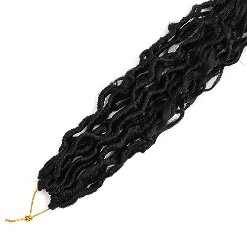 LMZIM 24 inch Boho Locs Crochet Hair 8 Packs Goddess Faux Locs Crochet Hair for Black Women Hippie Locs Crochet Hair Pre Looped River Locs Crochet Hair with Curly Ends 1B