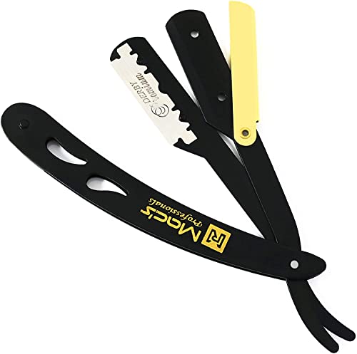 Macs Black & Gold Stainless Steel Straight Razor with Exchangeable Blade