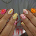 Press On Nails Short Almond 24pc Fish & Polka Dots