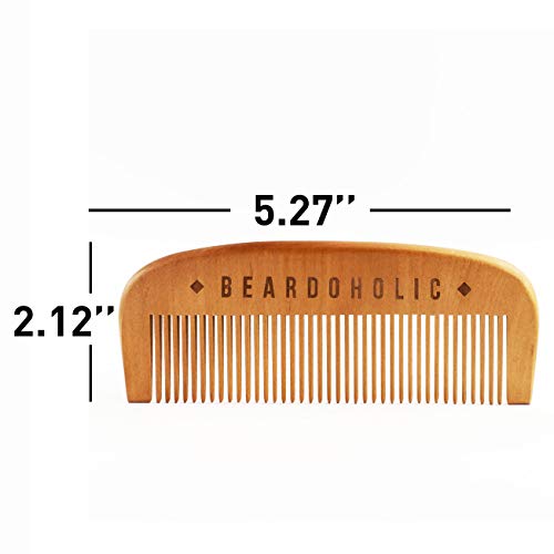 Beardoholic Beard Comb With a Gift Box ? Wide Teeth ? Anti-Static, Eliminates Tangles and Keeps Your Beard Neat and Tidy ? 5.31 x 1.96 IN Handmade 100% Pearwood Design