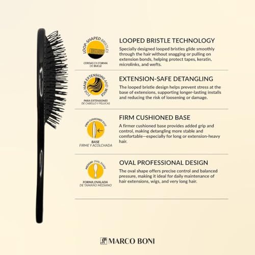 Marco Boni Professional Hair Extension Detangling Brush - Onyx Black