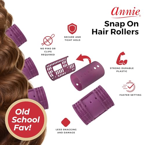 Annie Snap-On Magnetic Hair Rollers 1 3/4" Extra Jumbo, 6 Count