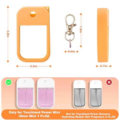 Palksky Protective Silicone Case for Touchland Hand Sanitizer with Keychain | Compatible with Power Mist & Glow Mist 1 fl oz | Anti-Slip Grip, Travel Cover Sleeve (Red,Pinkish,Orange),Travel Size