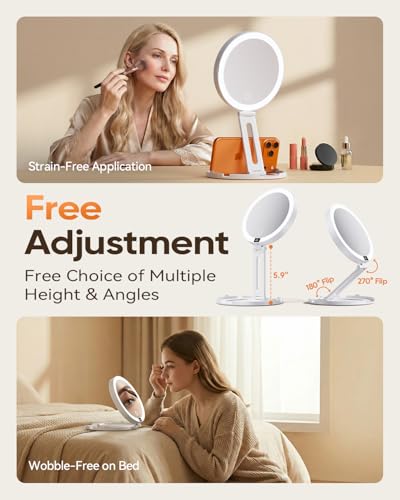 Rechargeable LED Travel Makeup Mirror with 20X/1X Magnification & Light