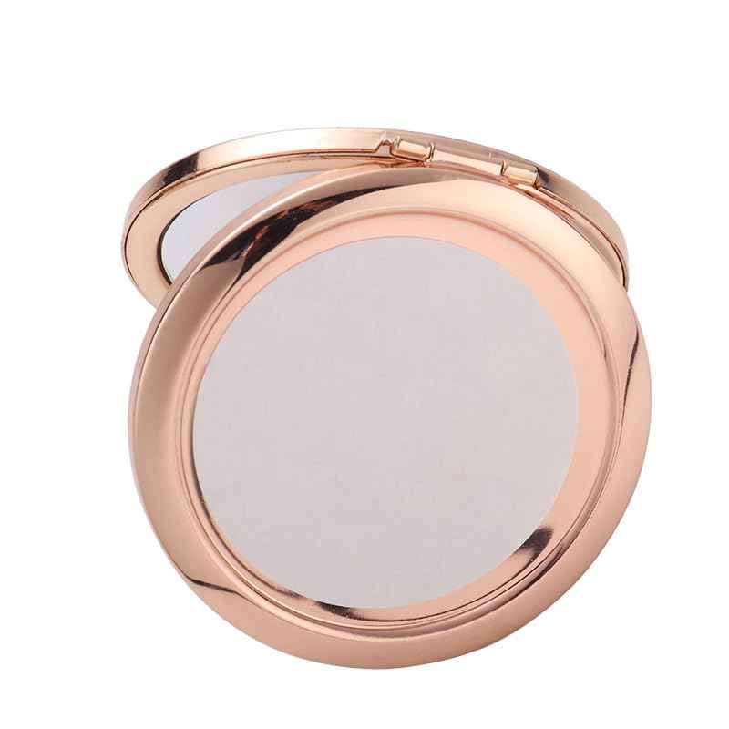 10 Pieces Sublimation Blank Magnifying Compact Mirror for Purses with 2 x 1x Magnification, Rose Gold Folding Mini Pocket Double Sided Travel Makeup Mirror,Perfect for Purse, Pocket Mirror for Gift