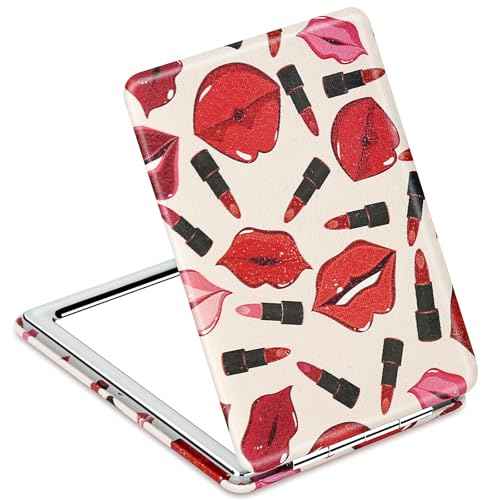 Quality Vanity Compact Makeup Mirror for Girls Women, Stylish Slim Travel Cosmetic Mirrors for Pocket Purse Wallet Handbag, Portable Magnifying Handheld Small Mirror Foldable Cute Lightweight