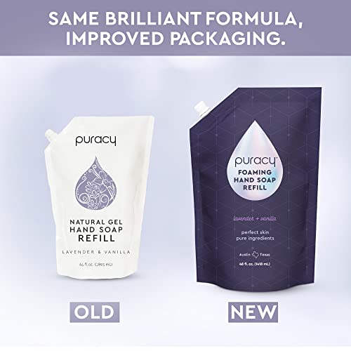 Puracy Foaming Hand Soap Refill - Plant-Powered Natural Hand Soap As Seen on TikTok, Non-Toxic, Sulfate-Free Liquid Soap, Moisturizing Foam Handwash Liquid (Lavender & Vanilla, 48 fl oz) (Pack of 2)