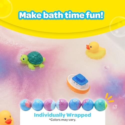 Scented Bath Bombs for Kids - 7 Pack, Non-Toxic & Stain Free