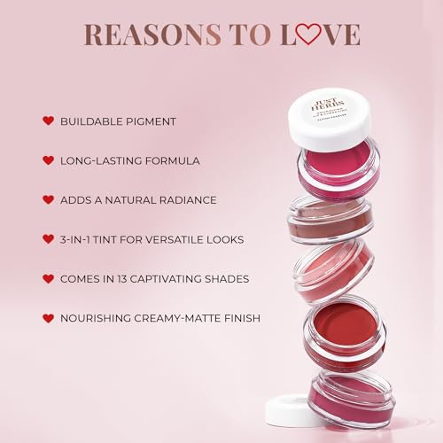 Just Herbs Organic Creamy Matte 3 in 1 Lip & Cheek Tint, Blush For Women - SLS,Chemical & Paraben Free - 0.14 fl. oz. (Pink Forever)