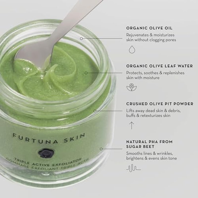 Furtuna Skin Triple Action Exfoliator - Olive Facial Scrub for All Skin Types