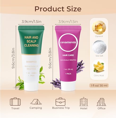 Zhjianup 1 Fl Oz Travel Shampoo & Conditioner Set - Bulk Pack of 20