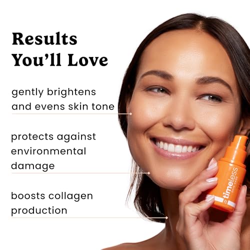 Timeless Skin Care Vitamin C Serum with Vitamin E & Ferulic Acid - Brightening Serum - for Oily & Dry Skin - Fragrance-Free - 1.7 Fl Oz