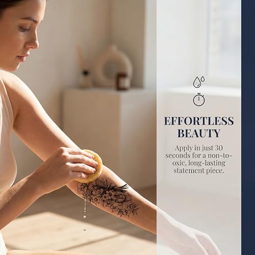 10pcs Black Rose 3D Temporary Tattoos for Women