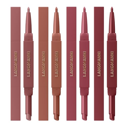 LANGMANNI 2-in-1 Lipstick & Lip Liner Set, 6 Colors