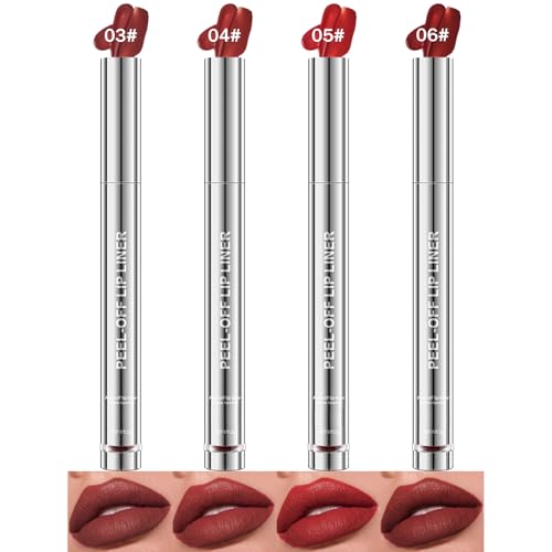 4Pcs Peel Off Lip Liner Set - 24H Waterproof Matte