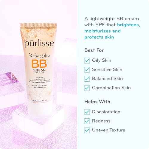 p?rlisse Perfect Glow BB Cream with SPF 30 - Matte Meets Dewy Finish - Enriched with Goji & Hawthorn Berry to Help Improve Skin Texture & Radiance - Light Medium (1.4 oz)
