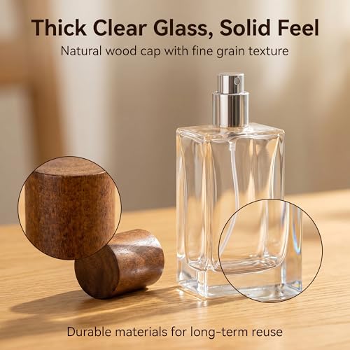 YU FENG 8 Pack 50ml Glass Perfume Spray Bottles with Wood Grain Caps