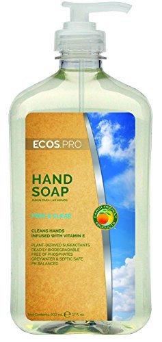 ECOS PRO Hand Soap | Hypoallergenic | Unscented | Readily Biodegradable Formula | With Vitamin E & Antioxidants | Made In The USA | Free & Clear 17 Fl Oz (Pack of 6)