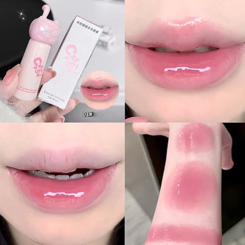 Cute Cat Jelly Lip Gloss Set - 4Pc Korean Hydrating Lip Glaze