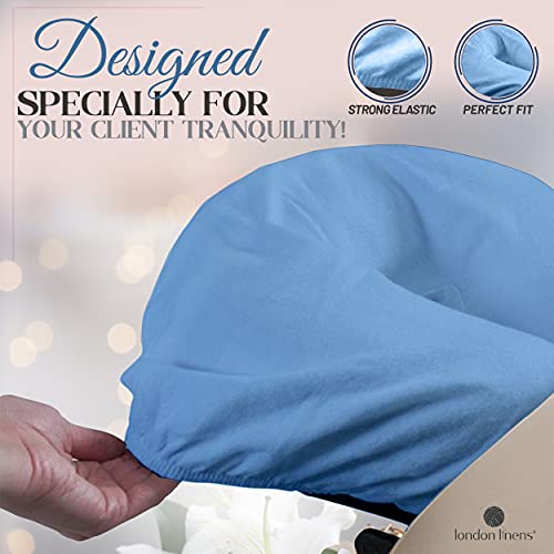 London Linens Extra Thick 100% Cotton Flannel Massage Face Cradle Cover 4 Pcs Baby Blue
