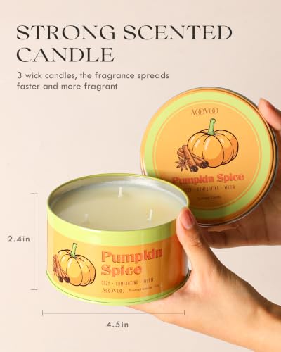 AOOVOO Fall Pumpkin Spice Candle 12oz Scented Home Decor - Cozy Autumn Atmosphere