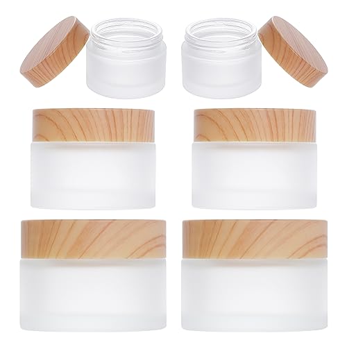 6Pcs Glass Cosmetic Jars with Lids (15ml, 30ml, 50ml) - Refillable Travel Containers