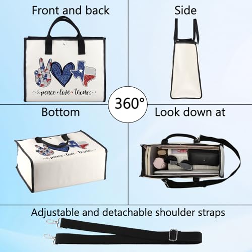 LEVLO Texas State Cosmetic Bag Long Distance Relationships Gift Peace Love Texas Zipper Pouch Bag Moving Away Gift