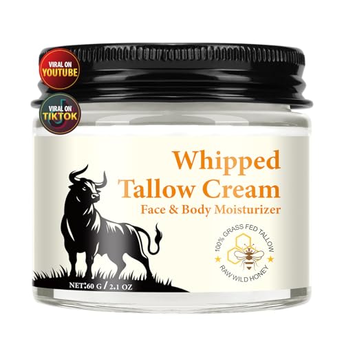 Beef Tallow for Skin - Tallow and Honey Balm for Face - 100% Grass-Fed Beef Tallow, Honey & Beeswax, Deep Hydration for Dry & Aging Skin, Natural Barrier, Nourishing Moisturizer