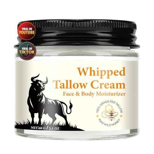 Beef Tallow for Skin - Tallow and Honey Balm for Face - 100% Grass-Fed Beef Tallow, Honey & Beeswax, Deep Hydration for Dry & Aging Skin, Natural Barrier, Nourishing Moisturizer