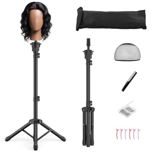Adjustable Wig Stand Tripod 50" with Accessories & Carrying Bag