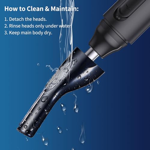 GERY Nose Hair Trimmer & Clipper, 2 in 1 Eyebrow Trimmer with Dual Replaceable Heads, USB Rechargeable, Dust Proof Cap, Low Noise, Easy Clean, Facial Cleansing & Skin Care Kit, for Men Women