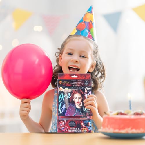 Descendants: The Rise of Red - 8 Well Eyeshadow Shimmer Palette with Mirror and brush, Shimmery and Opaque Colors, Pigmented Blendable for Girls Ages 8+, Perfect for Birthday, Parties by Townley Girl