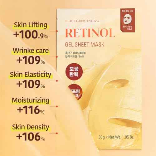 GOODAL Retinol + Black Carrot Gel Sheet Mask ? Intensive Hydration & Pore-Lifting, Cooling, Skin-Firming Facial Mask [4EA]