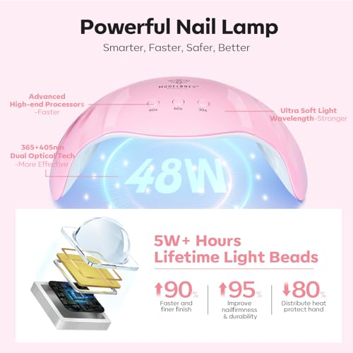 Modelones Poly Nail Gel Extension Kit with 48W UV LED Lamp - 6 Colors